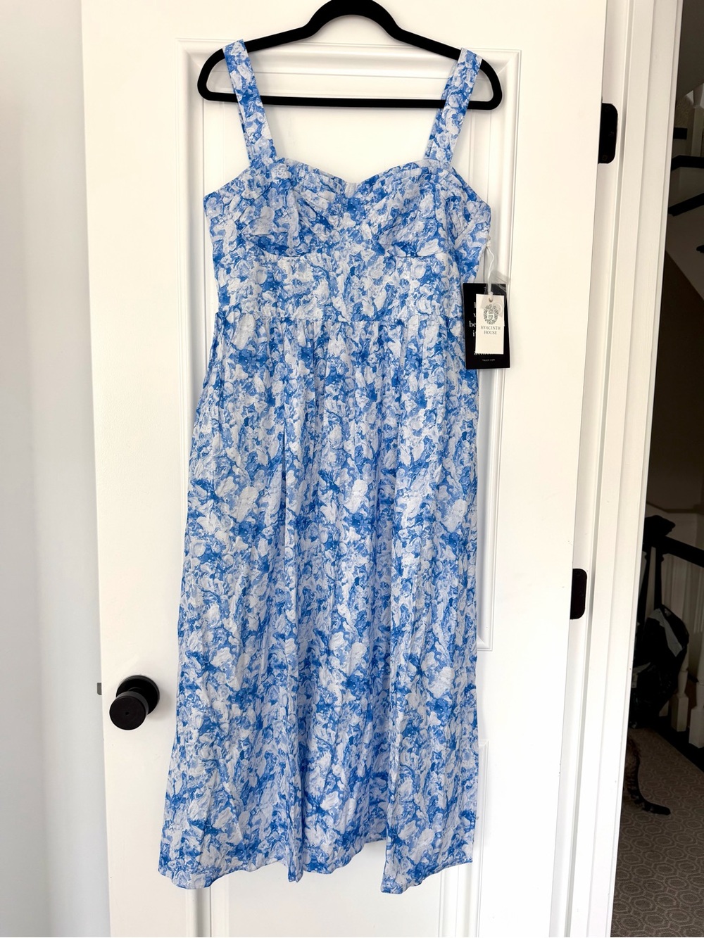 NWT Hyacinth House Blue Watercolor Annette Midi Dress, Size Medium - Picture 8 of 9